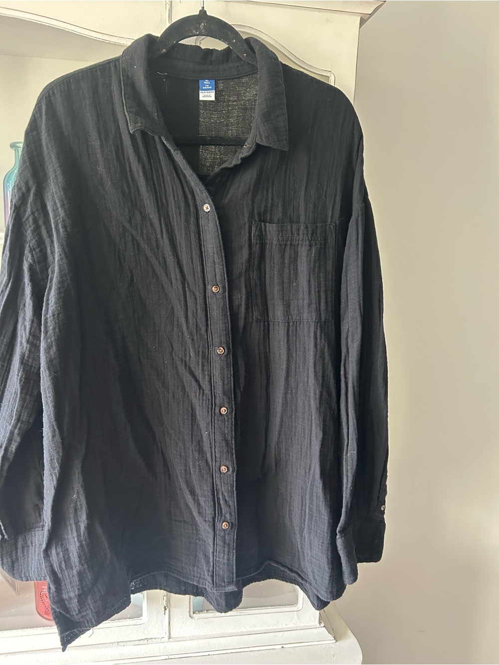 Old Navy black gauze button up shirt